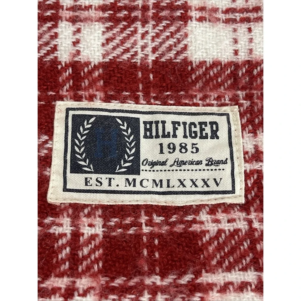 READ‎ TOMMY HILFIGER 24x24 Throw Pillow Cases ONLY Red White Plaid Cottage Guest